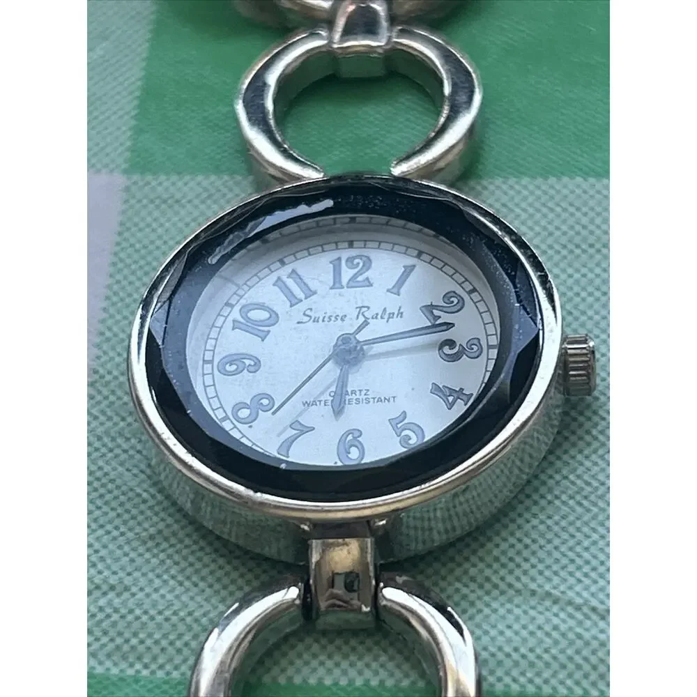 Swisse Ralph White Dial Black Bezel Silver Tone Women’s Quartz Watch